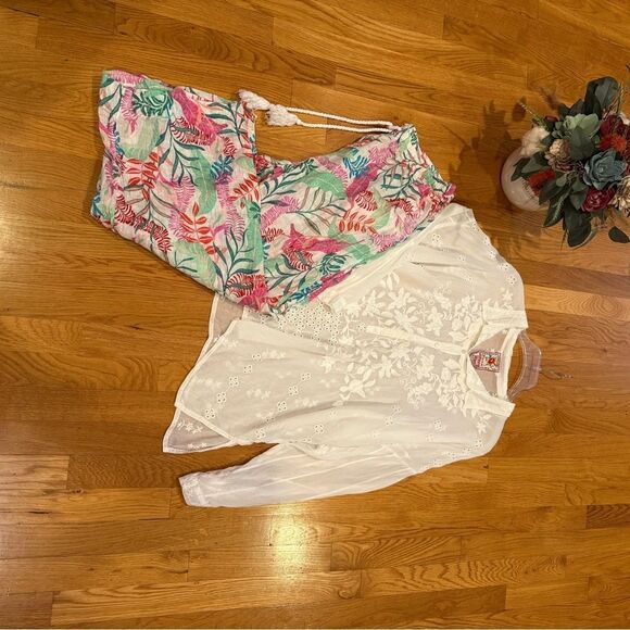 Cynthia Rowley 100% Linen Floral Pants - L - Picture 7 of 9